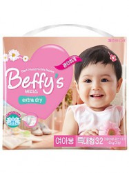 Подгузники для девочек, Beffy's (Беффис) 13+ кг р. XL №32 Экстра Драй