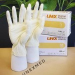 Перчатки смотровые латексные неопудренные нестерильные, UNEX Medical Products (Юнекс) р. M №100 бесцветные