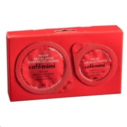 Маска для лица Cafe Mimi 2в1 двухэтапная - теплая глубокое увлажнение клубника + сыворотка-постактиватор 15 мл + 5 мл