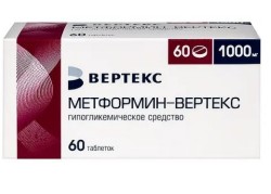 Метформин-Вертекс, табл. п/о пленочной 1000 мг №60