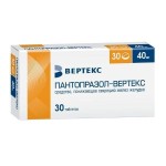 Пантопразол-Вертекс, таблетки покрытые кишечнорастворимой пленочной оболочкой 40 мг 30 шт
