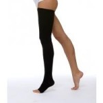 Чулок компрессионный кругловязаный, р. 4 ЧККВ ЦК до бедра 3 класс компрессии с открытым мыском черный