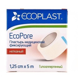 Пластырь медицинский фиксирующий, Ecoplast (Экопласт) р. 1.25смх5м Экопор нетканый