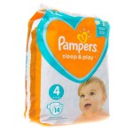 Подгузники, Pampers (Памперс) 9-14 кг р. 4 №14 слип энд плей макси